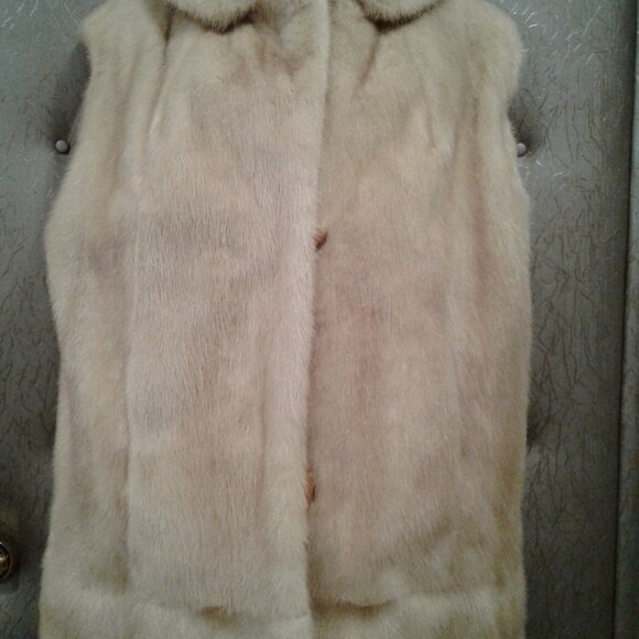 WOMEN OFF WHITE REAL MINK FUR VEST COAT JACKET PLUS SIZE XL EXTRA LARGE 2XL 18W
